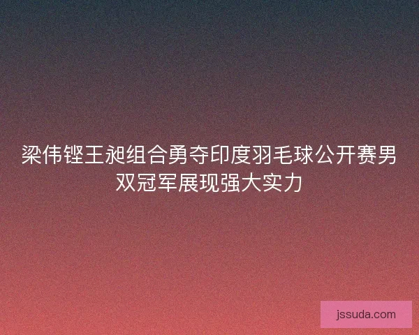 梁伟铿王昶组合勇夺印度羽毛球公开赛男双冠军展现强大实力